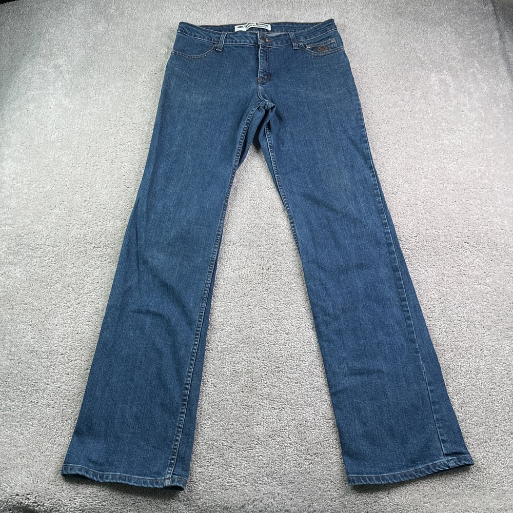 Harley Davidson Jeans Women 10 Tall Blue Bootcut Leg Stretch Denim Moto Biker